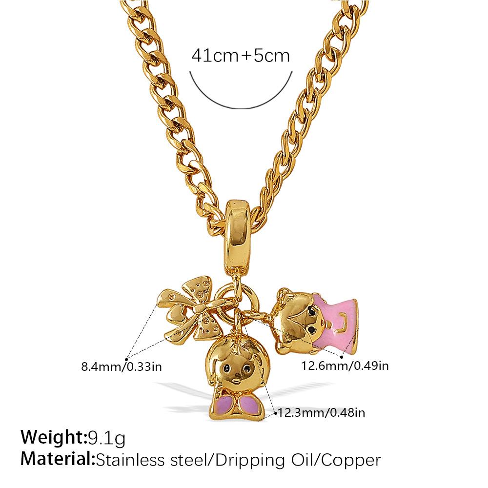 Retro Style Dripping Oil DIY Girl Fox Pendant Necklace Cute Versatile Heavy Industry Design Jewelry Woman