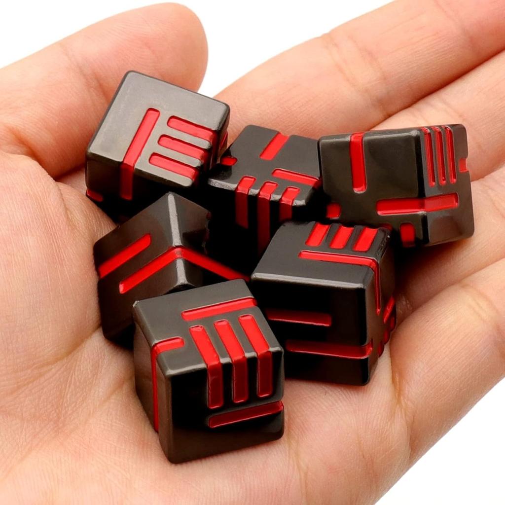 D6 Metal Dice Set, 6 Sided Dice 6 Pieces Solid Metal Game Dice for DND Role Playing Game RPG Pathfinder Shadowrun Warhammer D&D Accessories Gift