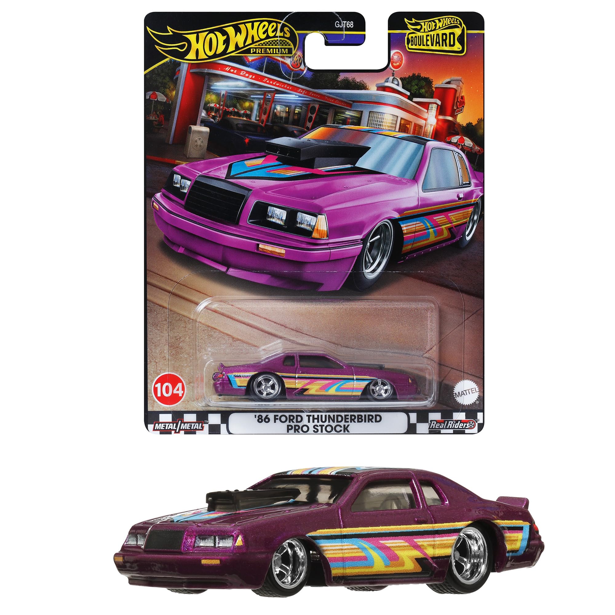 Hot Wheels Boar Bird 86 Ford Thunderbird Mini Car HRT72 Toy Vehicle Purple Ages 3 and Up