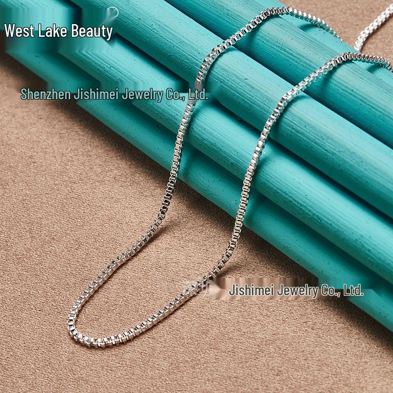 Women's 2mm Silver Box Chain Necklace - West Lake Beauty Collection
