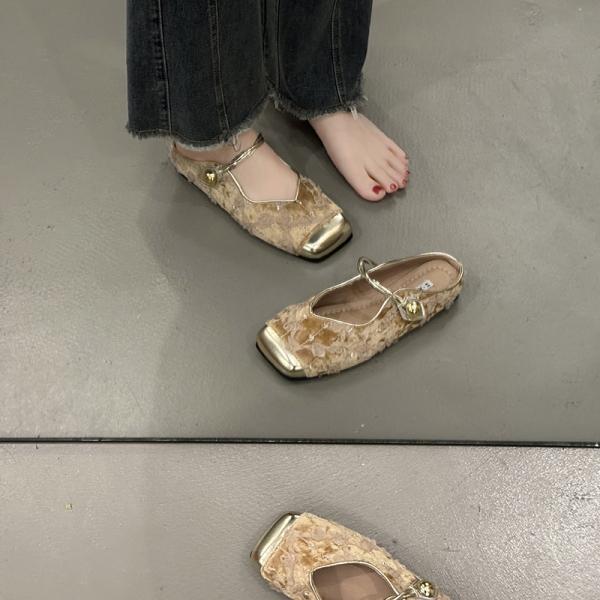 Fashion Slippers Casual Cover Toe Women's Shoes With Platform Pantofle Slides Luxury 2025 Square Mary Janes Square Toe Slippers Casual F