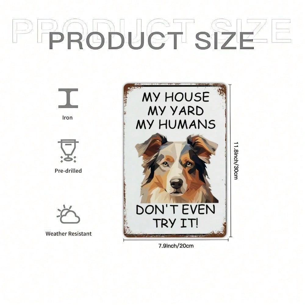 1pc Vintage Australian Shepherd Tin Sign 8x12in, Unframed Farm Dog Metal Plaque, Retro Pet Lover Decor for Home Yard Garage Cafe