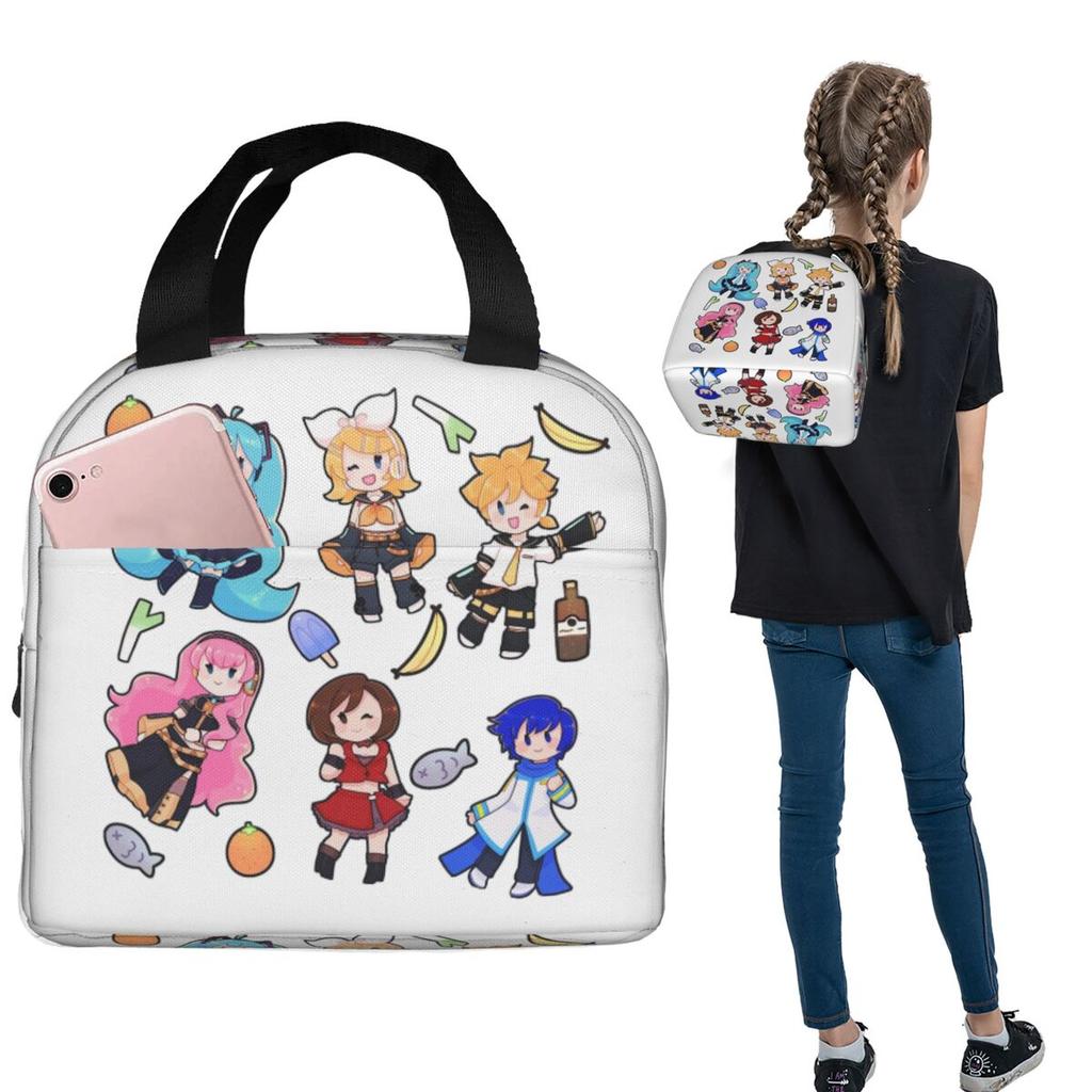 Vocaloid Chibi Chaos! Miku Insulated Lunch Bag for Women Kids Leakproof Food Boxes Thermal Lunch Box Tote