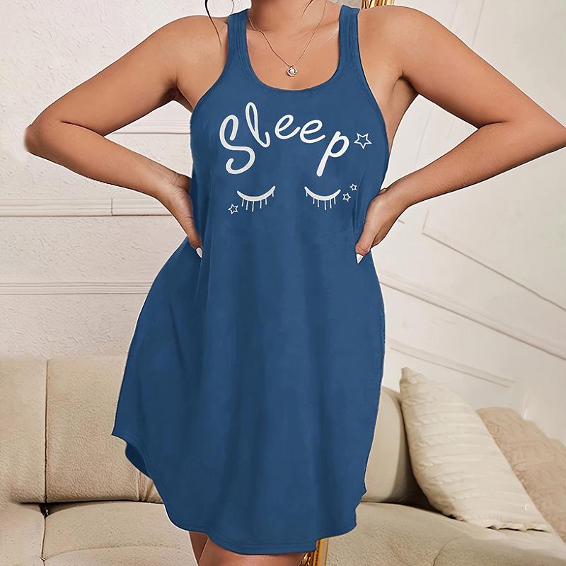 

Summer Casual Loose Letter Print Camisole Dress - Comfortable Home or Outdoors Wear 4XL
