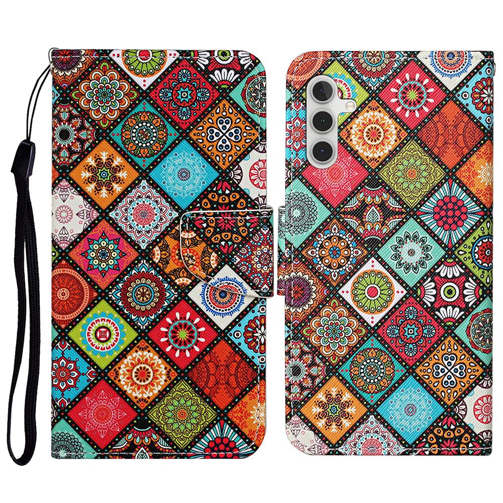 Phone Case For Samsung Galaxy S26 / S26 Pro Pattern Printing Protective Leather Folio Phone Cover with Wrist Strap