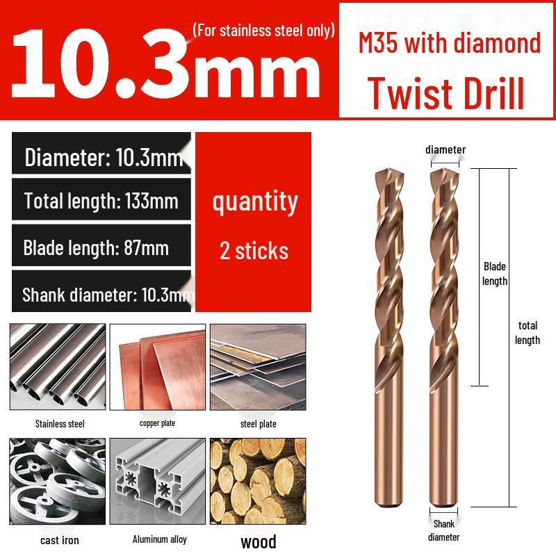 Set di punte da trapano HSS M35 al Cobalto per Legno, Metallo, Acciaio Inossidabile - Alta Durezza