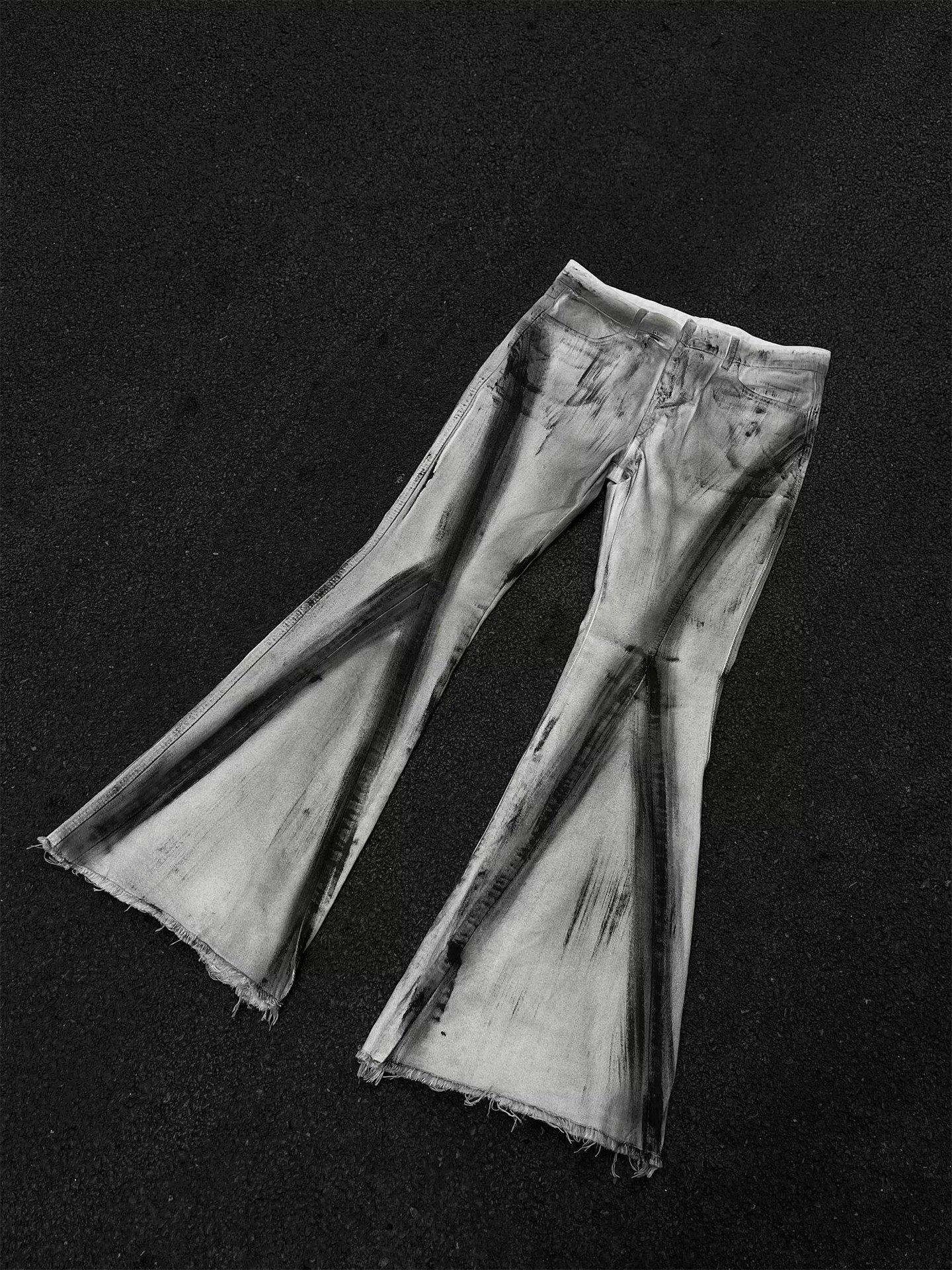 

Мужские джинсы-клеш с эффектом потертости в стиле ретро — High Street Slim Fit M белый