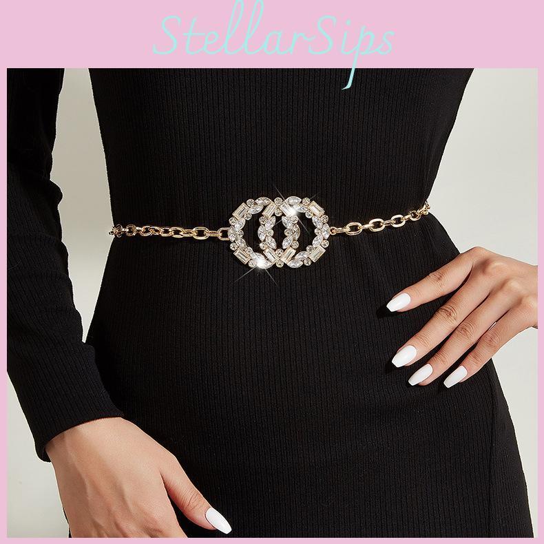 Rhinestone Large Glass Double Round Buckle Ochain Adjustable Buckle Hanging