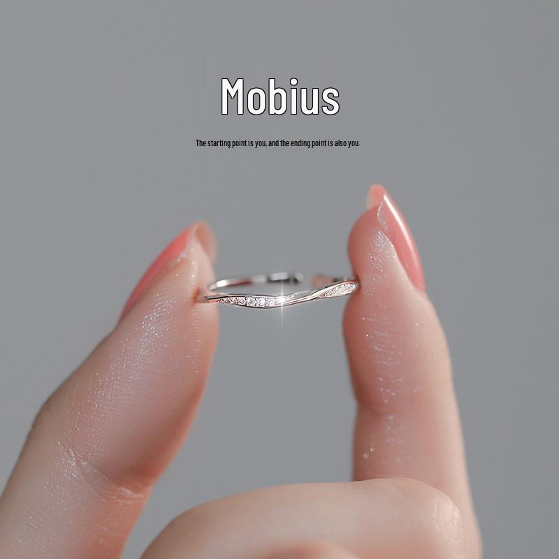 Sterling Silver Mobius Open Ring: Women's Elegant Design for Index Finger