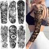 1 PC 480*170MM Full Arm Leg Temporary Tattoo Sticker for Women Men Waterproof Skull Compass Sexy  Tattoo Body Art Fake Flower Tattoo Paper Sticker
