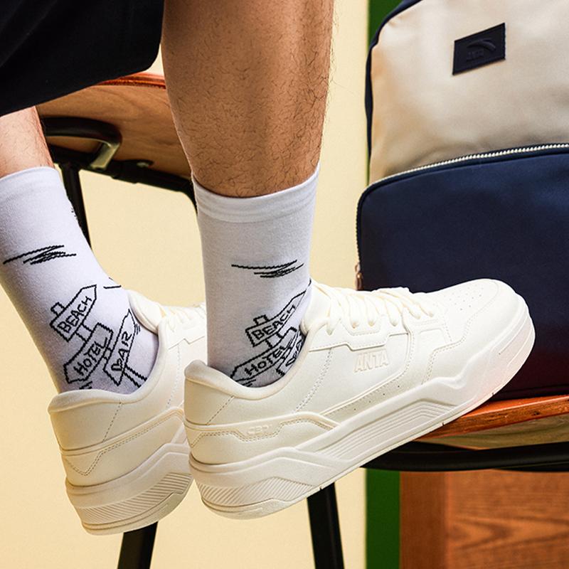 Anta Baichuan Synthetic Leather Fabric Fashion Comfortable Versatile Wear-Resistant Lightweight Low-Top Skate Shoes Men Sneakers 112538010-5