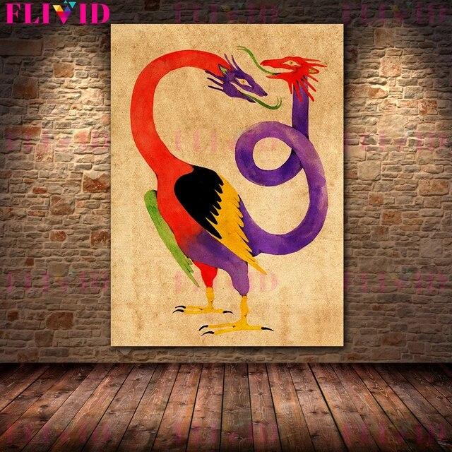 Mysterious Creatures Of Mythology Vintage Wall Art Canvas Painting The Legendary Magical Creatures Art Poster Print Home Decor No Frame