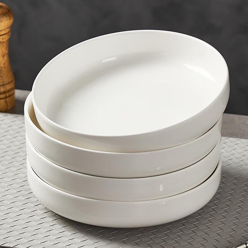 8-inch Pure White Ceramic Deep Dinner Plate 4 Pack
