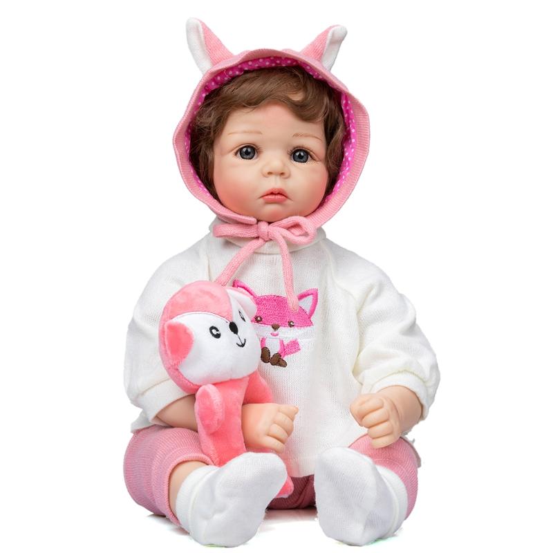 

21inch Sleeping for Doll Action Figures Interaction Toy Vinyl Comfort Stuffed for Doll Caucasian Cute Reborns with Eyes- 1