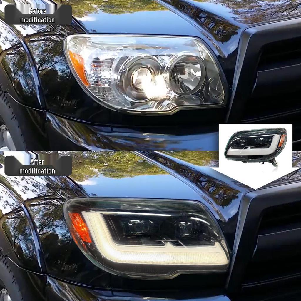 Compatible 06-09 Toyota 4Runner LED Daytime Running Lights with Flowing Turn Signal Headlight Assembly.