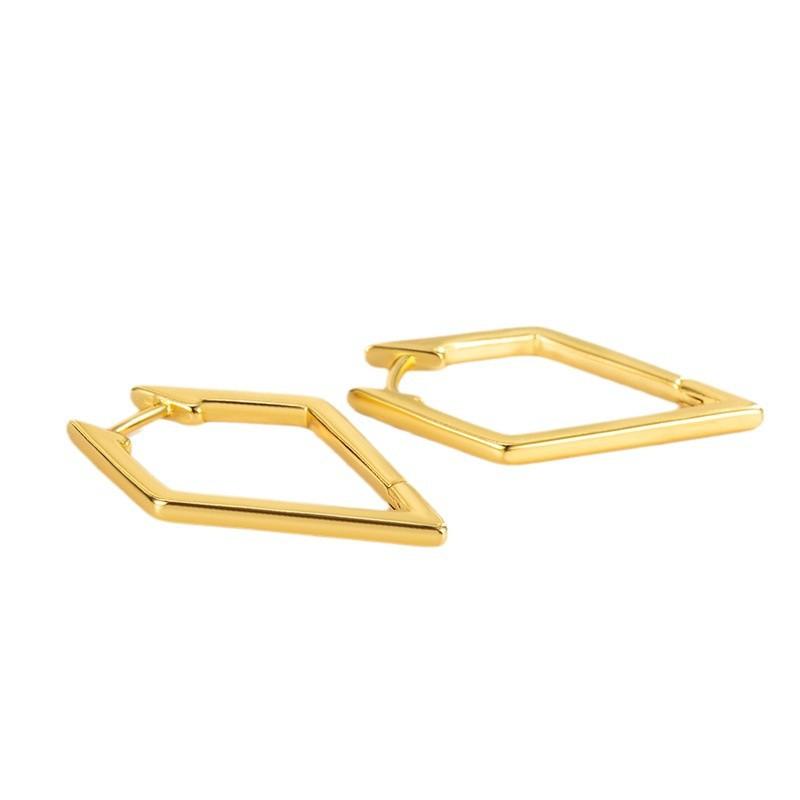 925 Silver Pentagonal Rhombus Geometric Hoop Earrings for Women S925 Wedding Party Jewelry Gift Aretes De Mujer