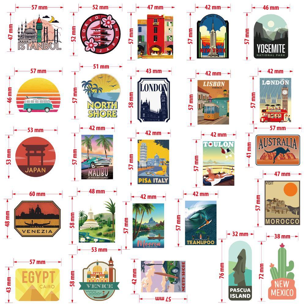 10/50PCS Urban Landscape Sticker Travel Graffiti Stickers Laptop Computer Bicycle Skateboard Suitcase Water Bottle Mobile Phone Kids Adult Sticker