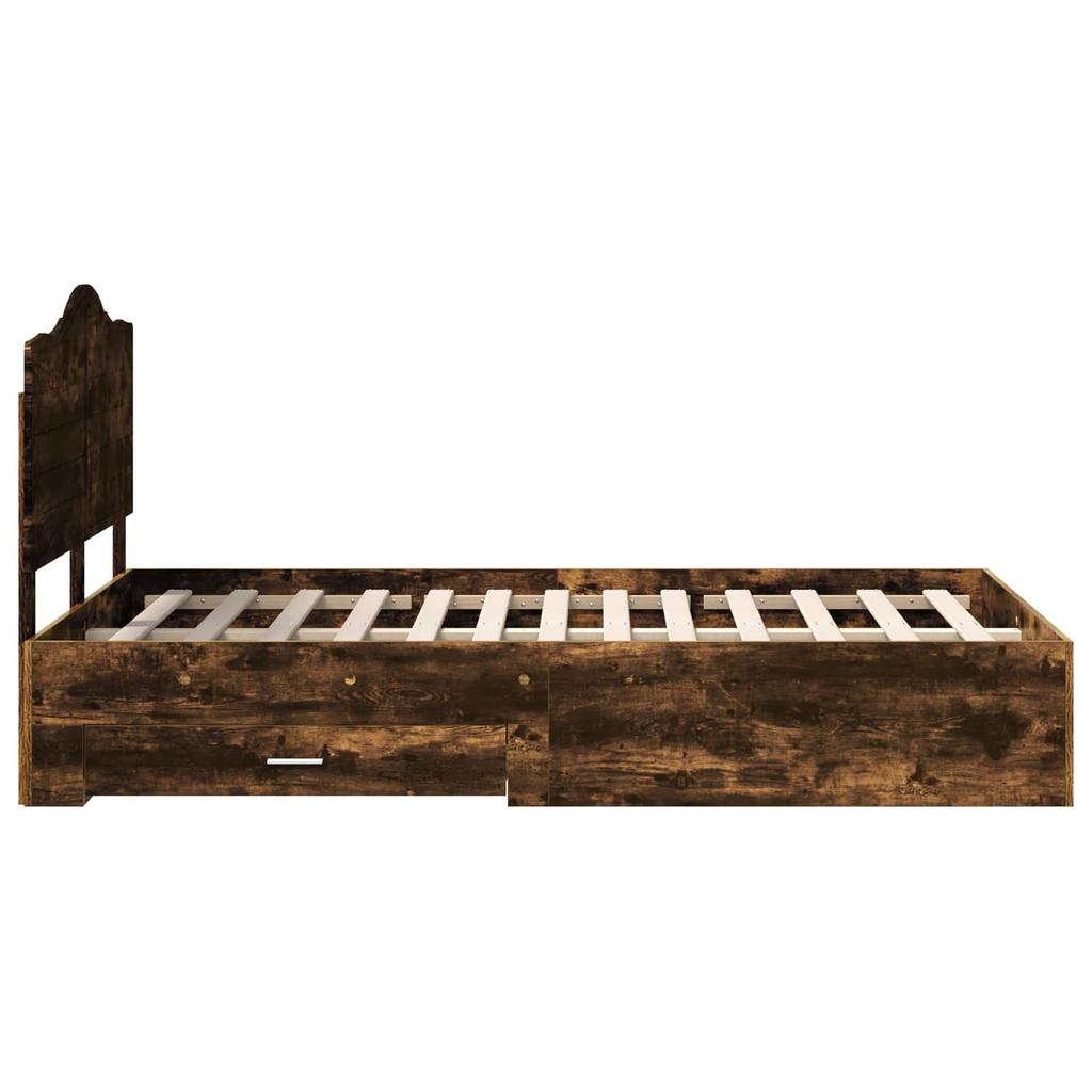 Bed Frame Smoked Oak 120 x 190 cm Engineered Wood