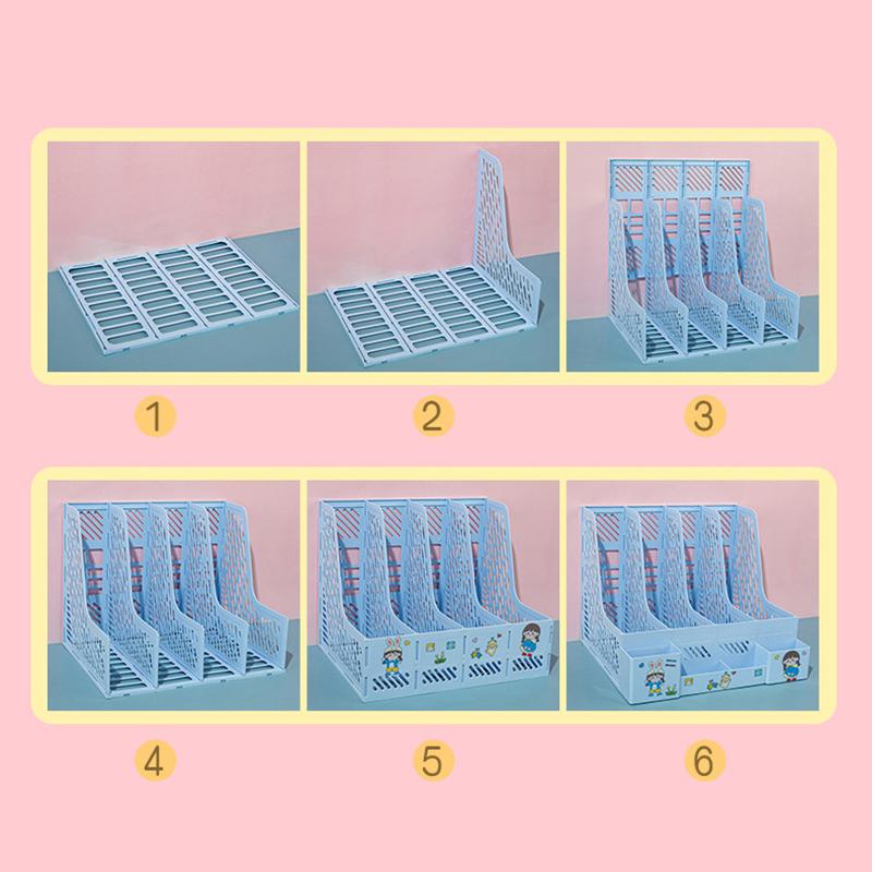 Büyük Kapasiteli Klasör Saklama Kutusu Dosya Rafı Kalemlikli Masaüstü Çok Katmanlı Raf Ofis Düzenleyici Dosya Rafı Ev Kitaplığı