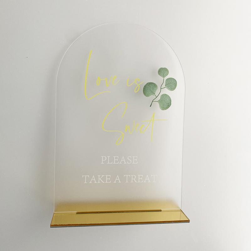 1PC frosted Arch Acrylic Wedding Sign Favors Sign Guest Book Sign,Loving Memory Sign,Cards & Gifts Sign wedding Sign with Stand