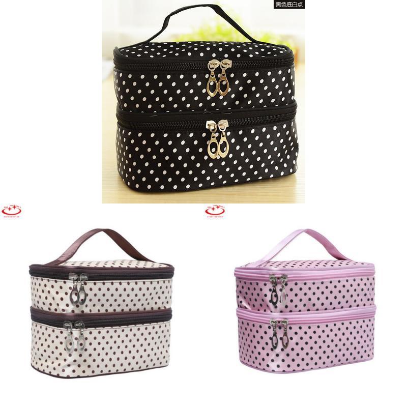 Makeup Bag Portable Travel Organizer With Double Zipper For Women Daily Use