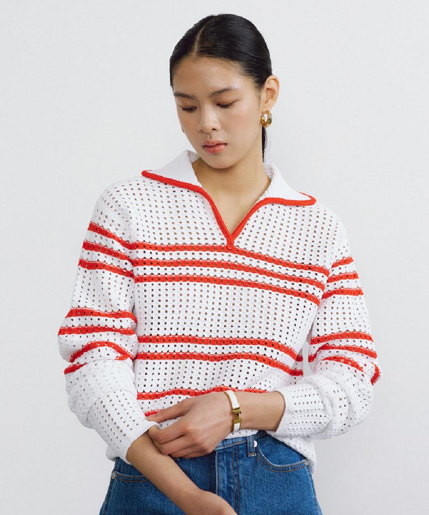 Baniseunyuyog Colin Crochet Collar Pullover Red