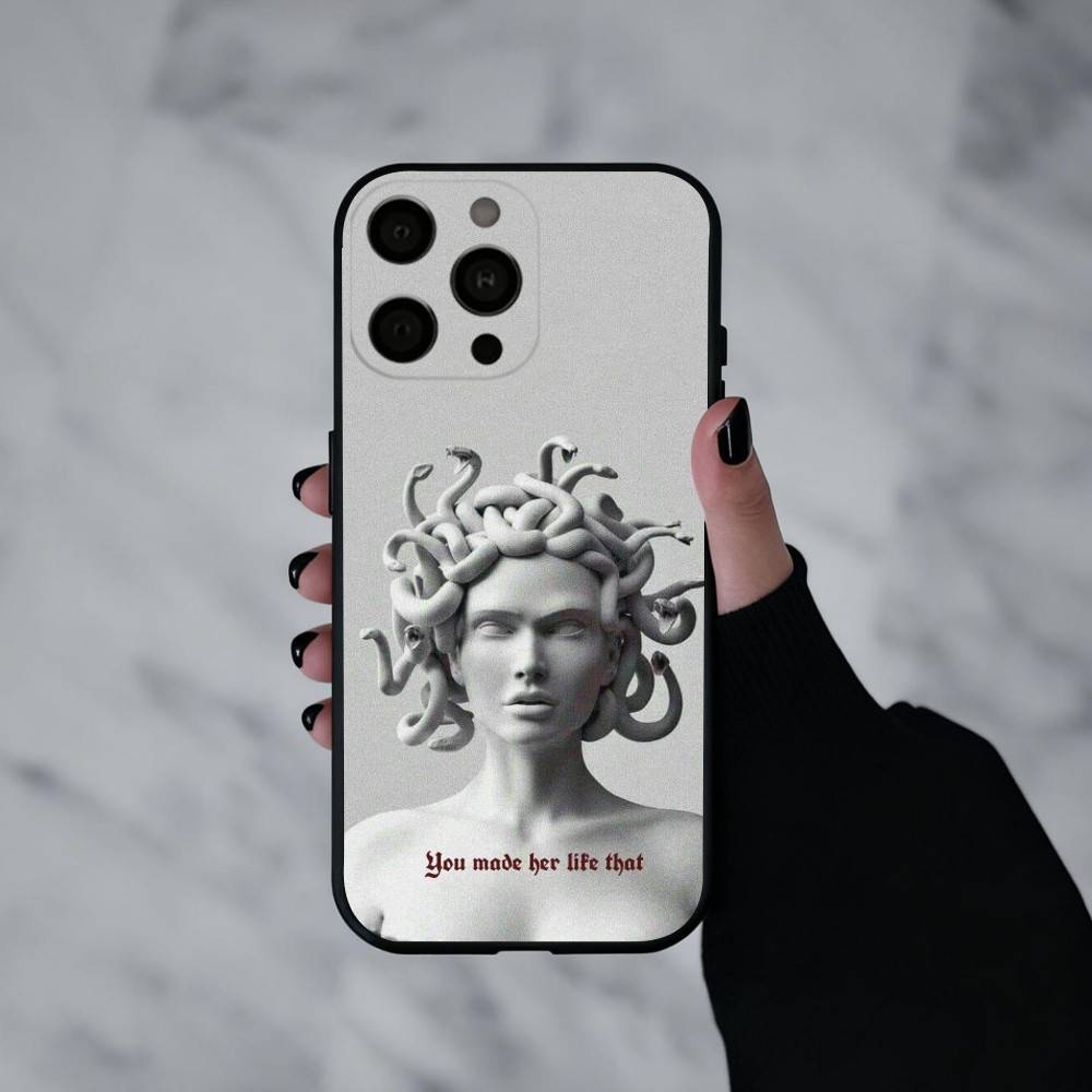 Medusa Griechische Mythologie Schau Mich An Handyhülle Für iPhone 17pro, 16,15,14,13,12,11 X XR Plus,Andere Weiche Schwarze Hülle