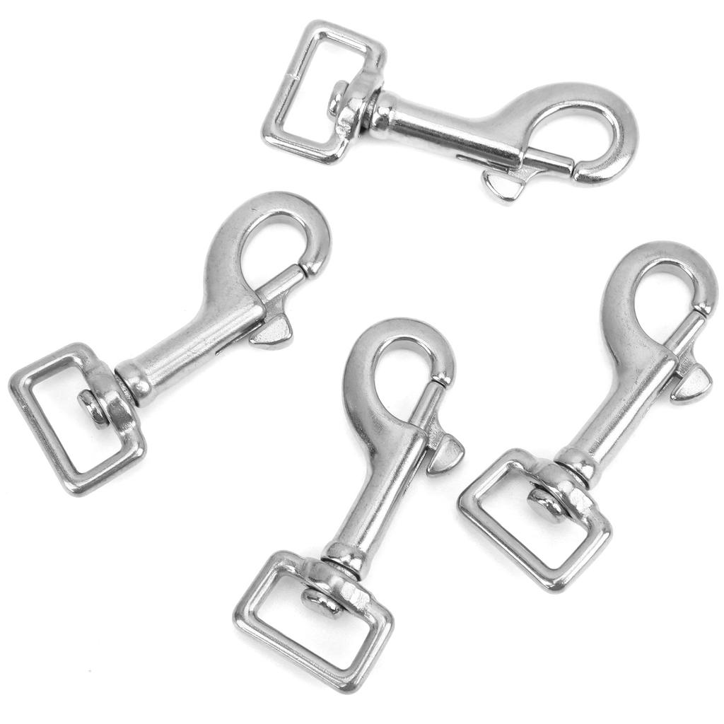 4 STÜCKE Karabinerhaken Quadratischer Ring Einzelkopf Haustierschnalle Edelstahl für Geldbörse Rucksack