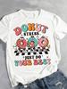 TXCartoon Donut Print T-shirt, Short Sleeve Crew Neck Casual Top For Summer & Spring, Women's Clothing