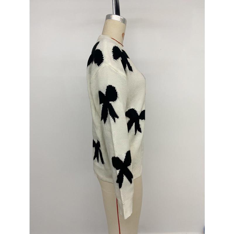 Women's Round Neck Bow Jacquard Autumn and Winter Sweater