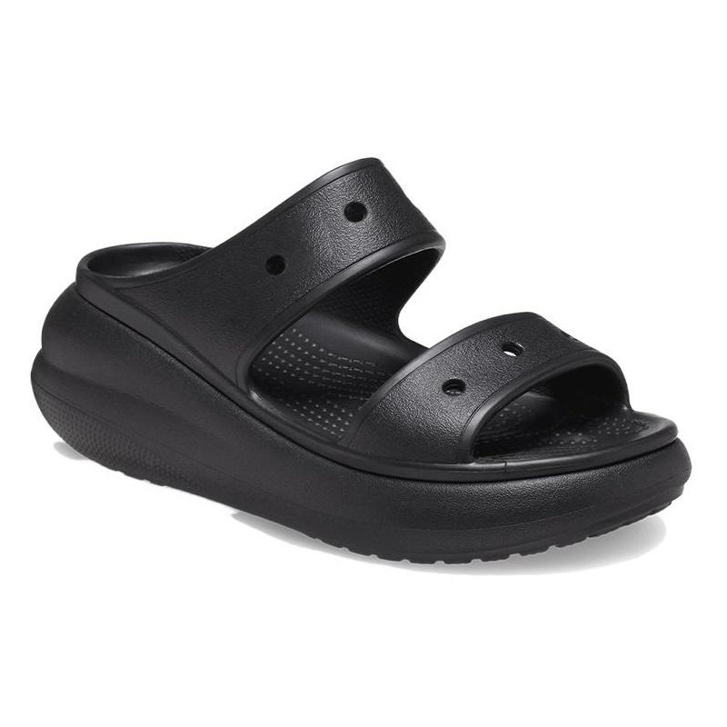 Crocs Classic Crush Puff Wedge Hole Silent Slipper Unisex Black