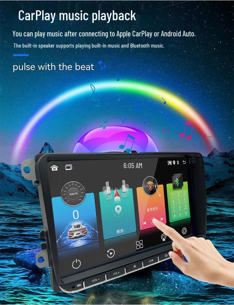 9-inch Android Car MP5 Player for Volkswagen with GPS, CarPlay, and Bluetooth.