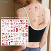 Valentinstag Temporäre Tattoo-Sticker Set Romantische Herz-/Blumen-Designs, Wasserdichte Selbstklebende Körperkunst für Liebesthemen