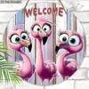 , 1 Stück Holzschild, 2D Flachdruck Entzückendes Flamingo Rosa Holz-Kranzschild für Hof Balkon Tür Hängende Dekoration Ideale Dekoration, Party Dekorativ