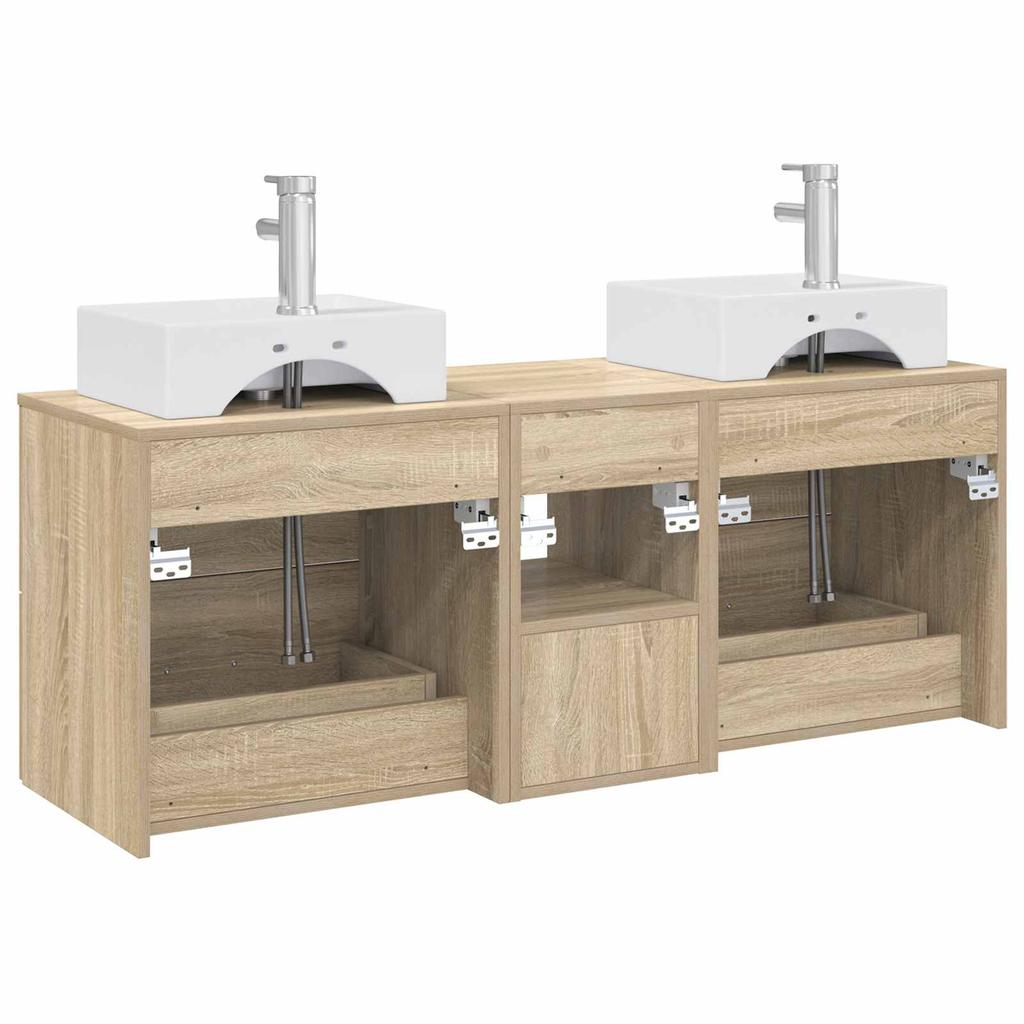 Bathroom Cabinet Set 3 pcs Sonoma Oak 129 x 41 x 79.5 cm