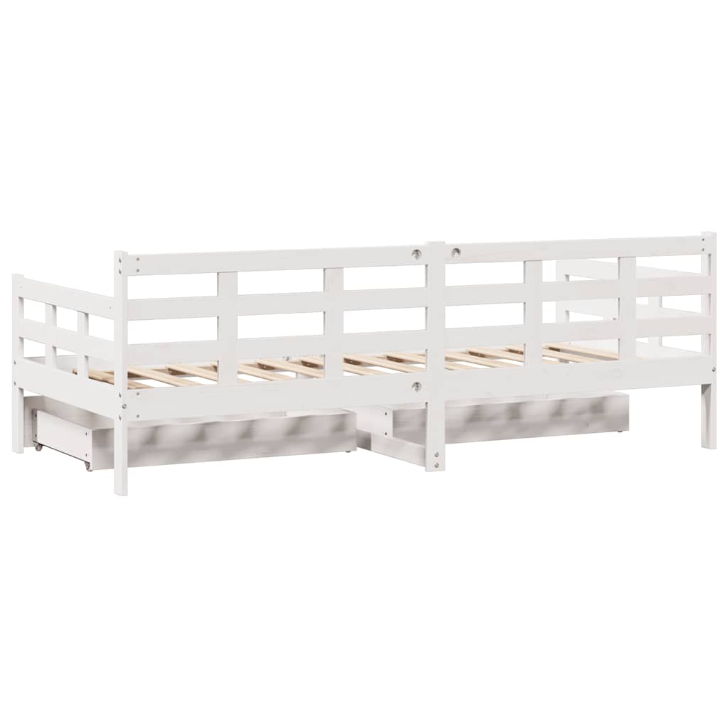 Vidaxl Daybed with Drawers, White, 90X190 Cm, Pine Wood