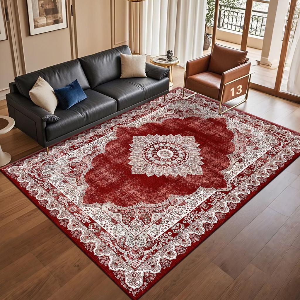 Retro Persian American Carpet Large Area Living Room Decoration Home Ethnic Style Bedroom Rug Cloakroom Lounge Soft Mat Washable