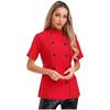 Haină de bucătar cu mânecă scurtă pentru femei, cu guler încrucișat, jachetă cu nasturi dubli, uniformă pentru bucătărie, restaurant, hotel