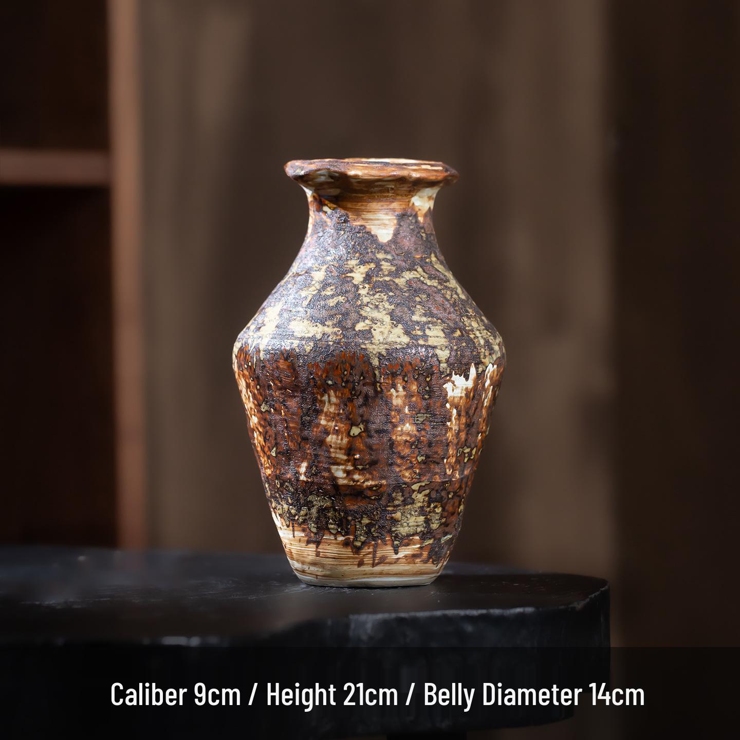 Wabi-Sabi Style Retro Ceramic Vase - Vintage Chinese Decor for Living Room or Tea Room