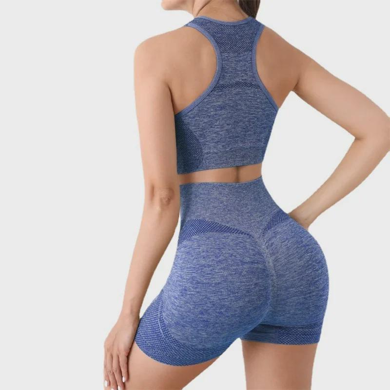 Plus-Size Athletic Vest & High-Waist Yoga Shorts Set for Women