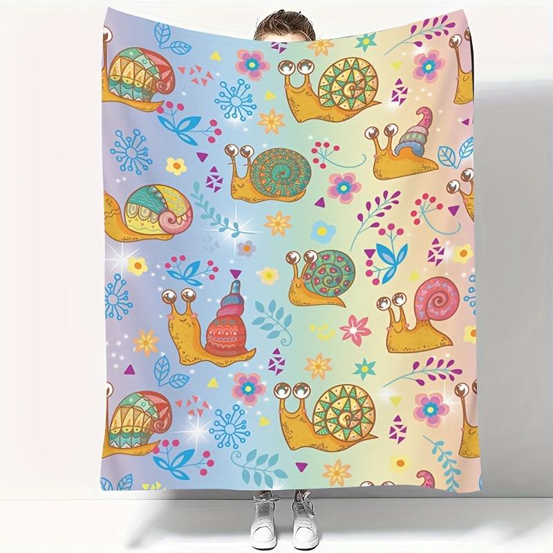 Lustige Süße Bunte Schneckenmuster Druckkunst Decke - Weiche Ganzjahres Mehrzweck-Kuscheldecke für Wohnzimmer, Bett & Geburtstagsgeschenk