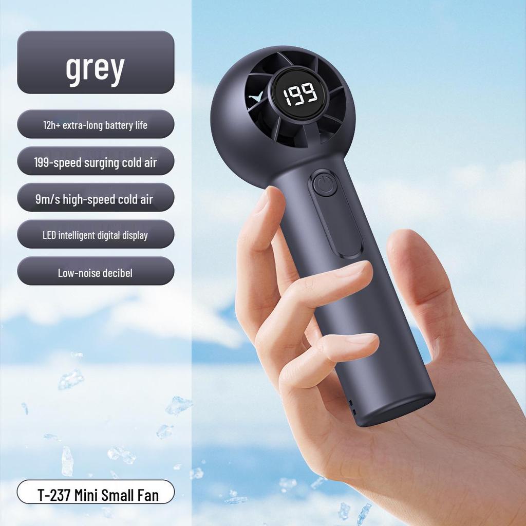 T237 Handheld High-Speed Camping Fan with Digital Display