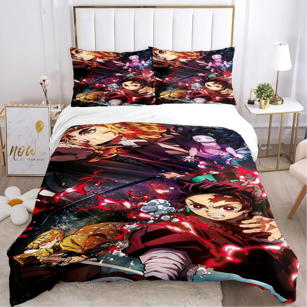 Comforter 3D Printing Demon Slayer Cartoon All Season Comforter Bedding Sets Soft And S Boy Single/Doubl