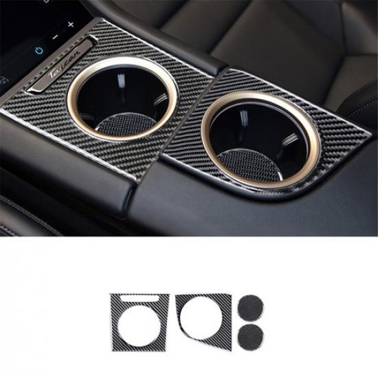 4Pcs Carbon Fiber Interior Center Cupholder Cover Trim For Porsche Taycan