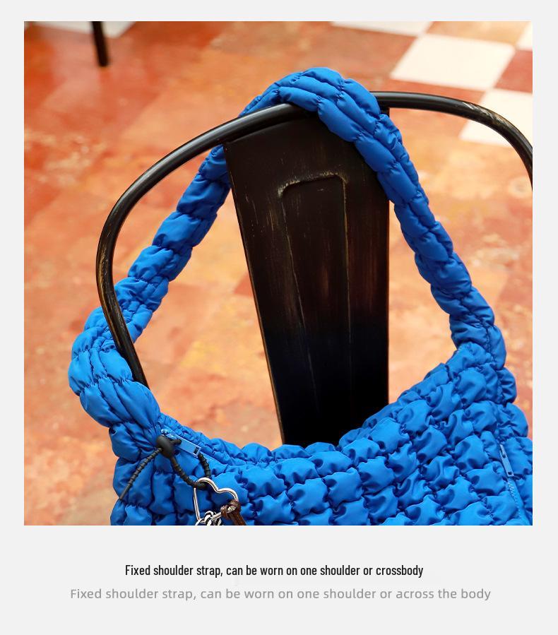 Verbesserte minimalistische plissierte Knödel-Schultertasche - Damenhandtasche mit großem Fassungsvermögen aus Daunenbaumwolle