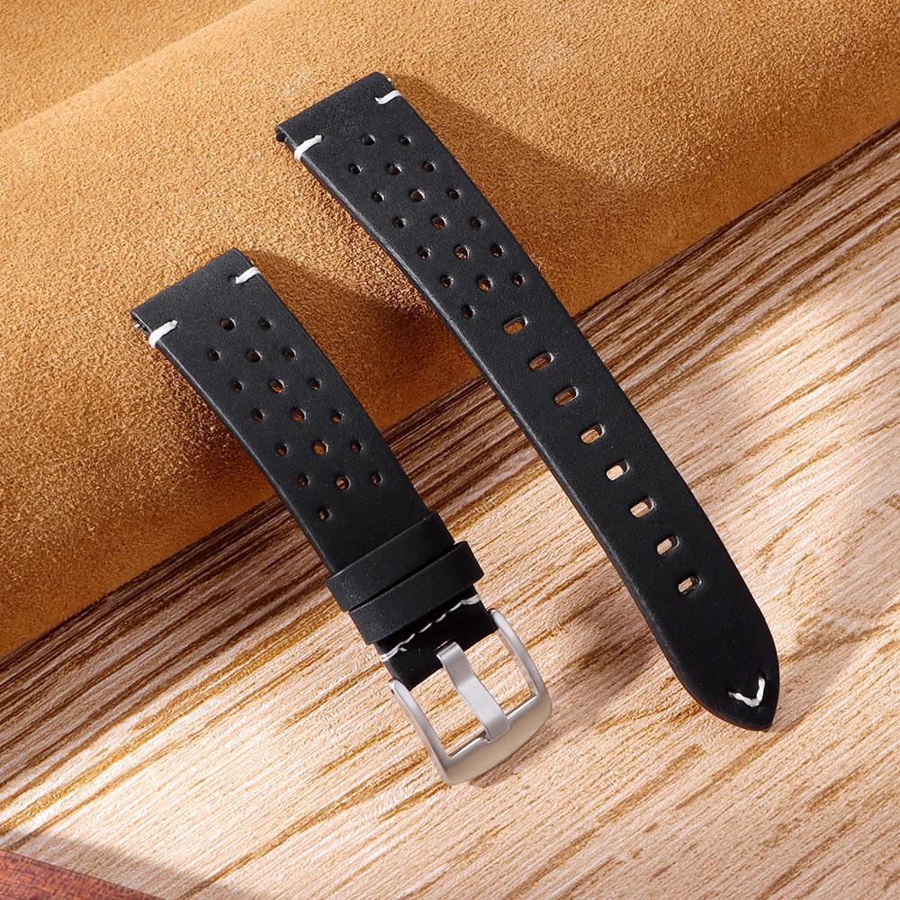 20mm 22mm Leather Wristband for Men Women Causal Breathable Watch Strap Brown Quick Release Bracelet for Seiko 5 for Huawei Gt3