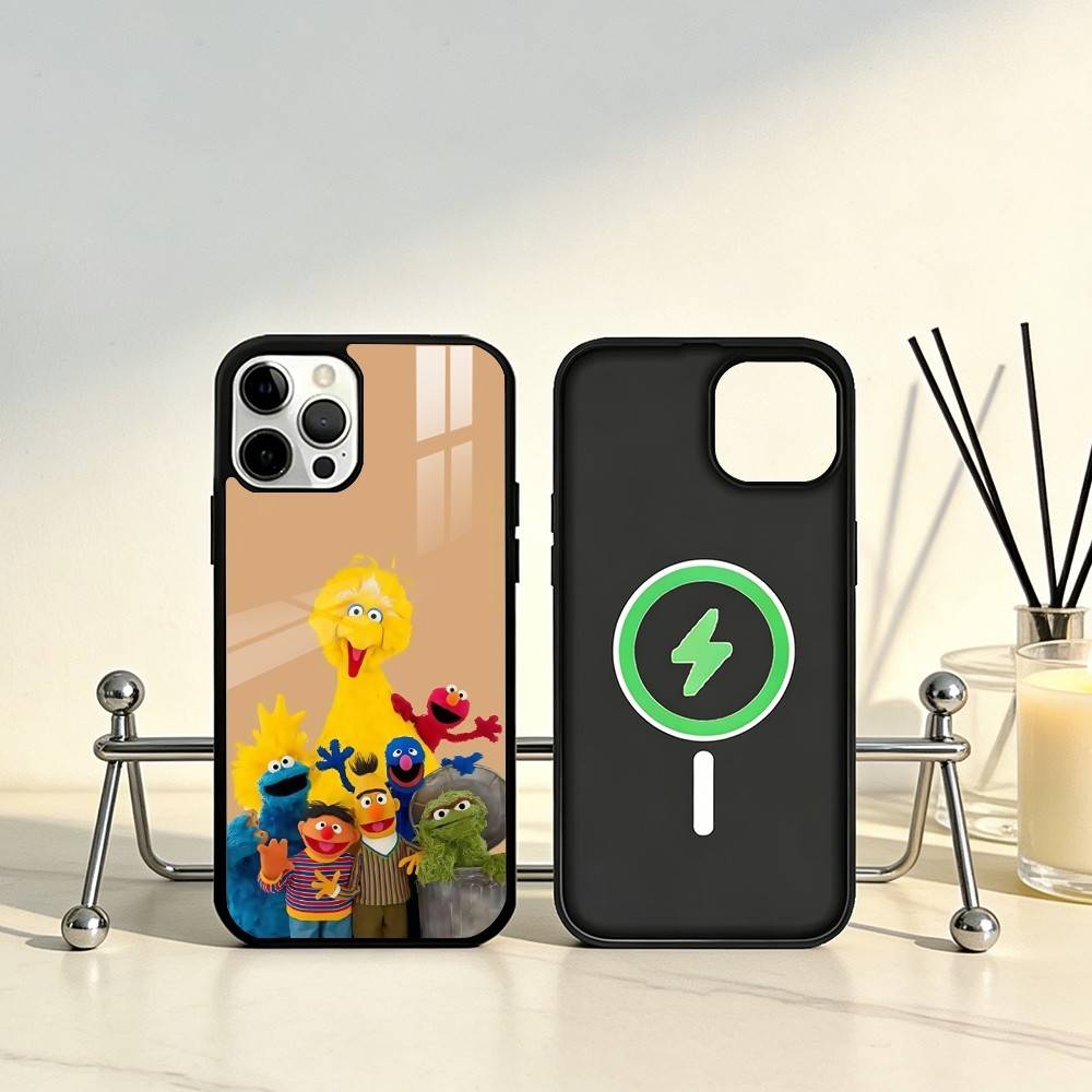 Sesame S-Street Cookie Elmo Phone Case For iPhone17,16,15,14,13,12,11 Plus,Pro Max Magnetic For Magsafe Wireless Charging