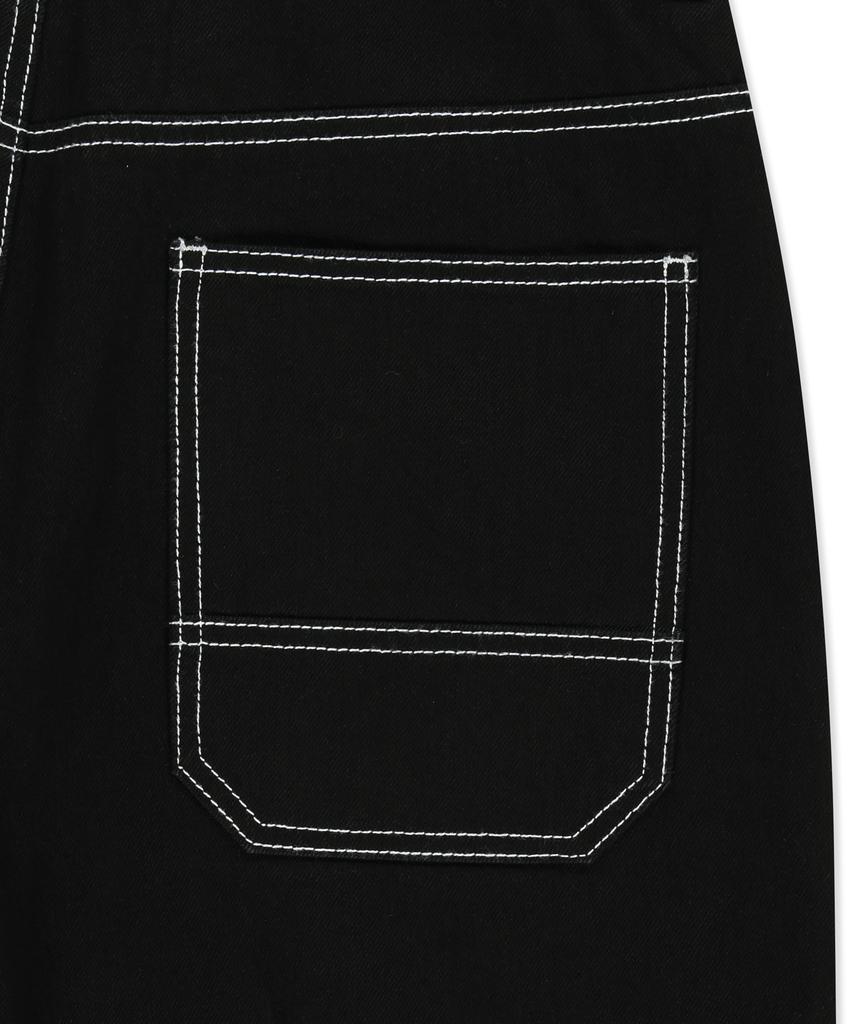Brown Balloon Denim Pants - Black