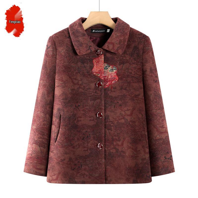 Elderly Women s Loose Long-Sleeve Blouse 4XL