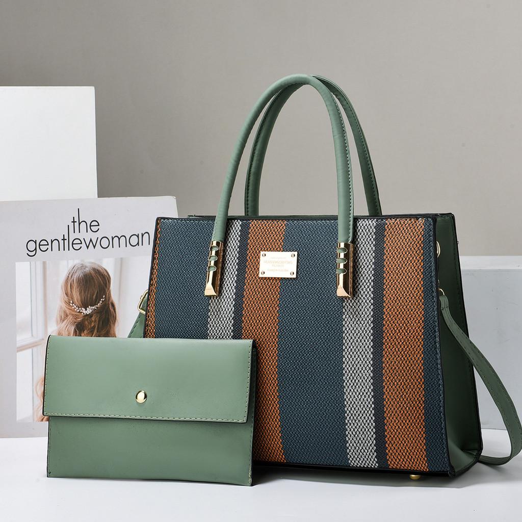 Pu Maternal Shoulder Bag With Contrast Stitching For Daily Urban Style